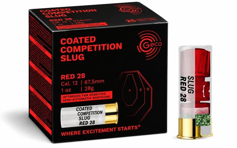 Cartouches GECO Slug Compétition Red 28 gr cal.12/67 (boite de 25)