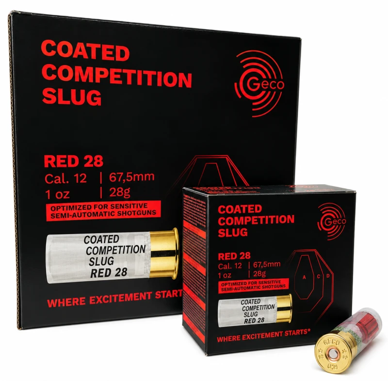 Cartouches GECO Slug Compétition Red 28 gr cal.12/67 (boite de 100)