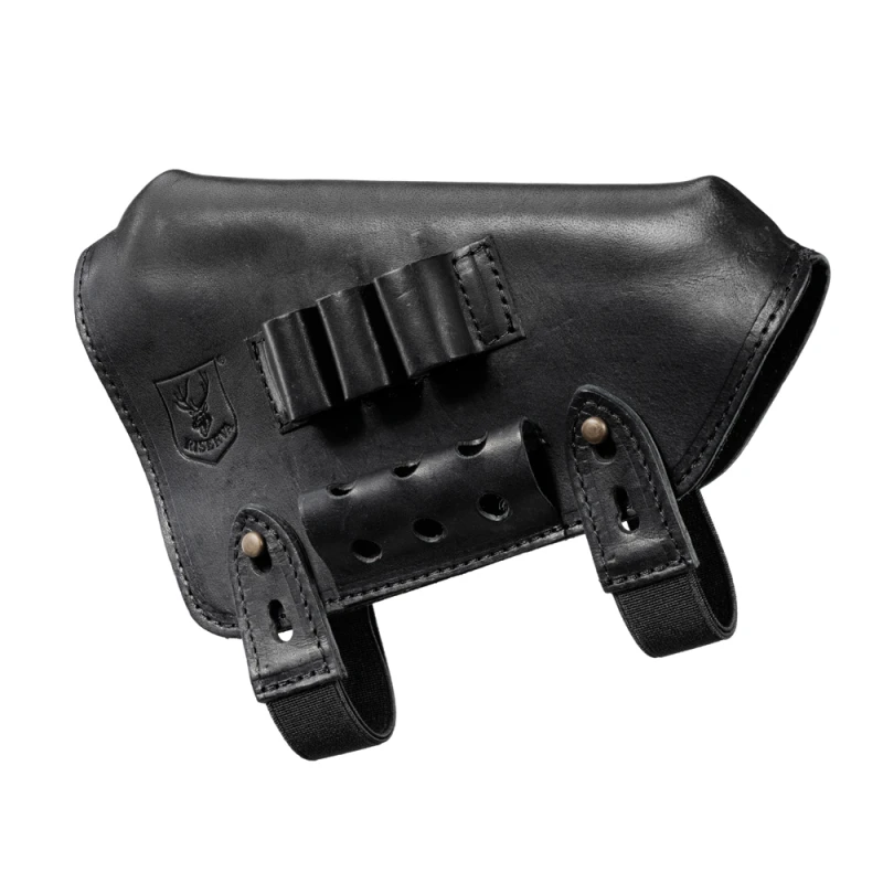 Busc cartouchière en cuir droitier pour carabine RISERVA Noir tanné Taille.XS