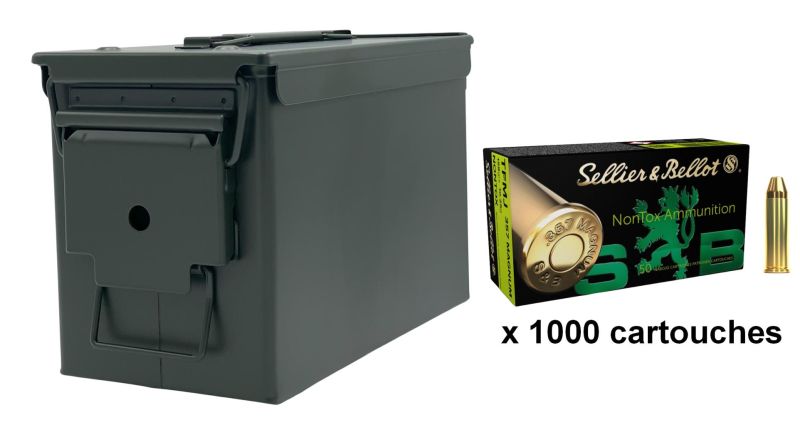 SELLIER BELLOT cal.357 Magnum TFMJ NONTOX /Caisse OLIVE 1000 cartouches