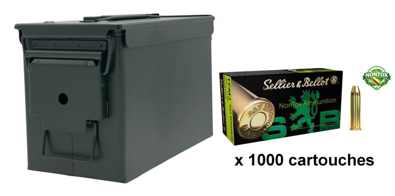 SELLIER BELLOT cal.38 Spécial TFMJ NONTOX /Caisse OLIVE 1000 Cartouches