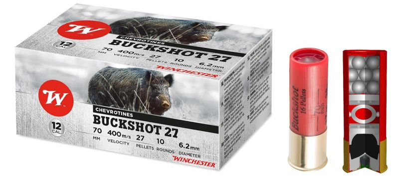 Chevrotines 27 grains WINCHESTER BuckShot cal.12/70 (boite de 10)