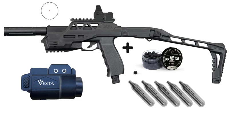 Pistolet 6 coups VESTA DEFENSE SENTINEL cal.50 (19 joules) "Pack Precision F1"