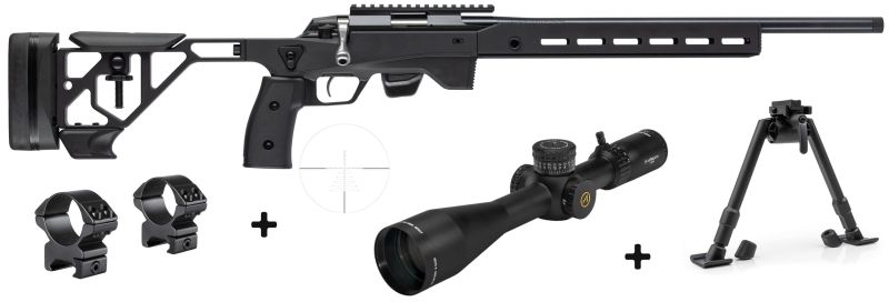 Carabine 22LR TIKKA T1x ACE TARGET 20" Black Steel "Pack ATHLON OPTICS MIDAS TAC Gen.2 HD 6-24x50 FFP ret.APLR15 Moa -  bipied Optipod"