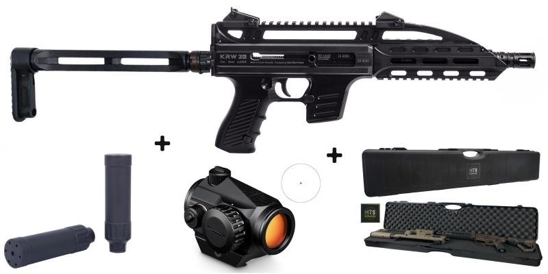 Carabine KRW 20 Black V3 8" cal.9x19 "Pack Co-Witness VORTEX CROSSFIRE 2Moa - Silencieux B&T Starlite"