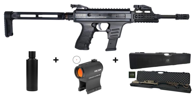 Carabine KRW 20 Black V6 8" cal.9x19 "Pack Co-Witness HOLOSUN 403B - Silencieux ASE ULTRA SL4i-SMG"