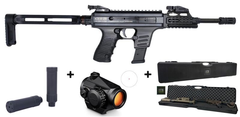 Carabine KRW 20 Black V6 8" cal.9x19 "Pack Co-Witness VORTEX CROSSFIRE 2Moa - Silencieux B&T Starlite"