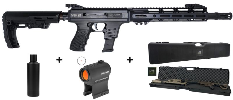 Carabine KRW 20 Black V5 AR 10" cal.9x19 "Pack Co-Witness HOLOSUN 403B - Silencieux ASE ULTRA SL4i-SMG"