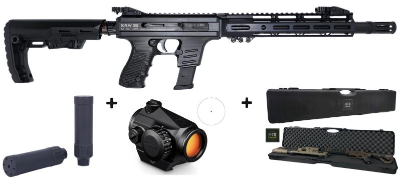 Carabine KRW 20 Black V5 AR 10" cal.9x19 "Pack Co-Witness VORTEX CROSSFIRE 2Moa - Silencieux B&T Starlite"