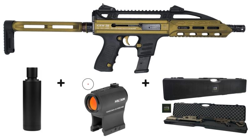 Carabine KRW 20 Black V3 Cerakote Burnt Bronze 8" cal.9x19 "Pack Co-Witness HOLOSUN 403B - Silencieux ASE ULTRA SL4i-SMG"