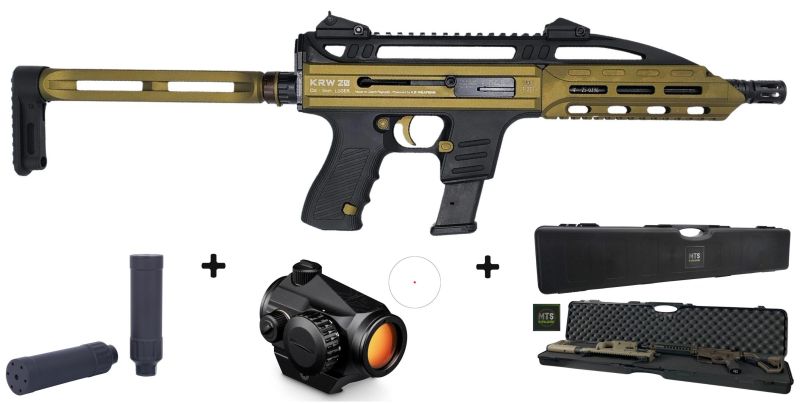 Carabine KRW 20 Black V3 Cerakote Burnt Bronze 8" cal.9x19 "Pack Co-Witness VORTEX CROSSFIRE 2Moa - Silencieux B&T Starlite"