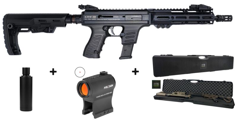 Carabine KRW 20 Black V5 AR-Light 10" cal.9x19 "Pack Co-Witness HOLOSUN 403B - Silencieux ASE ULTRA SL4i-SMG"