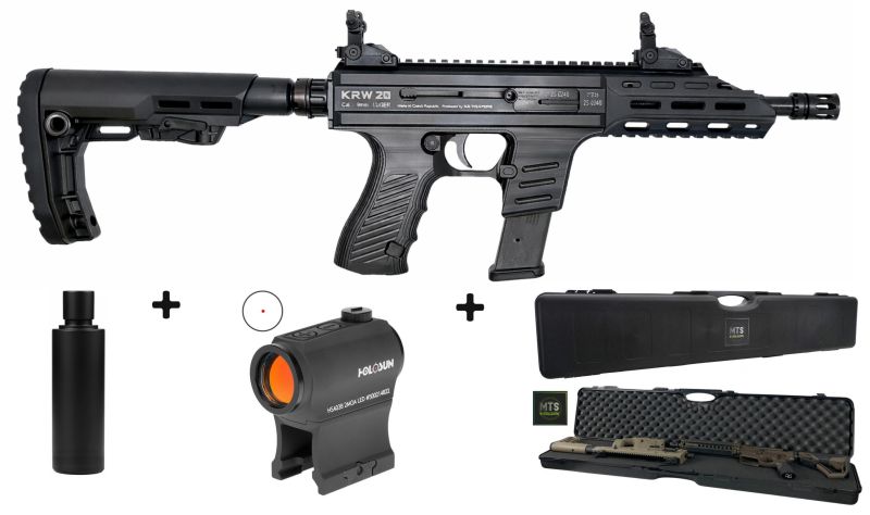 Carabine KRW 20 Black V4 10" cal.9x19 "Pack Co-Witness HOLOSUN 403B - Silencieux ASE ULTRA SL4i-SMG"