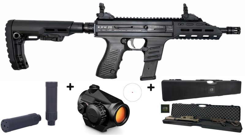 Carabine KRW 20 Black V4 10" cal.9x19 "Pack Co-Witness VORTEX CROSSFIRE 2Moa - Silencieux B&T Starlite"