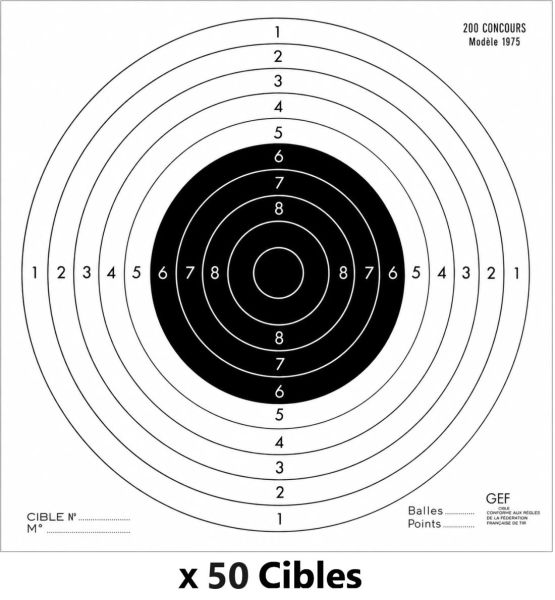 Cibles carton C200 Concours modèle 1975 GEF 85x85 cm (paquet de 50)