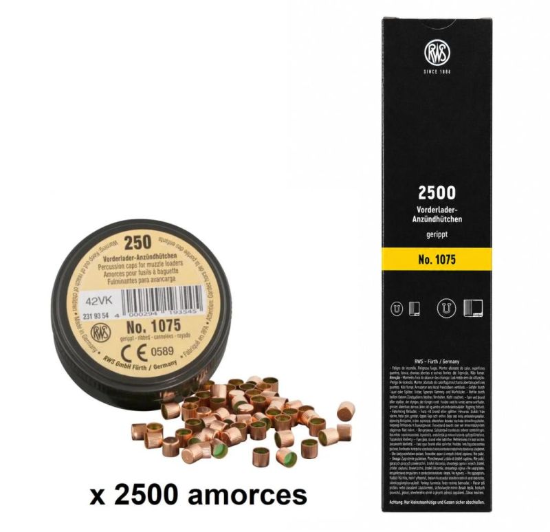 Amorces cannelées RWS 1075 pour revolver à poudre noire /2500