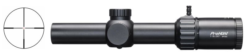 Lunette PROHUNT Optics 1-8x24 IF ret.PH4 Lumineux