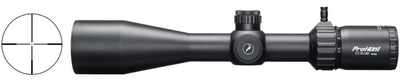 Lunette PROHUNT Optics 2,5-10x50 IF ret.PH4 Lumineux