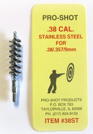 Ecouvillon Inox PRO-SHOT pour pistolet cal.9mm - 38 special - 357 mag