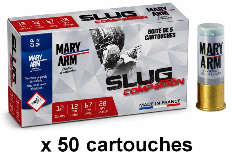 Cartouches MARY ARM Slug Compétition cal.12/67 (lot de 50 cartouches)