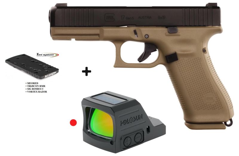 Pistolet GLOCK 17 Gen5 FR Coyote "Armée Francaise Pack HOLOSUN 407C X3" cal.9x19