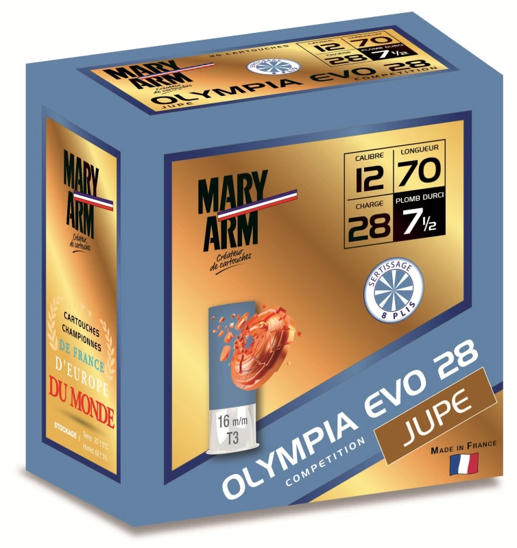 Cartouches de sport MARY ARM OLYMPIA EVO cal.12/70 BJ 28gr - n°7,5 (boite de 25)