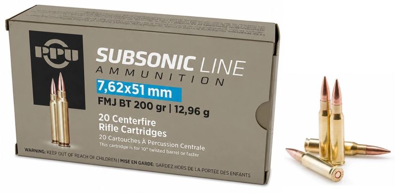PARTIZAN cal.308 Win FMJ BT Subsonic 200 grains - 12.96 grammes /20