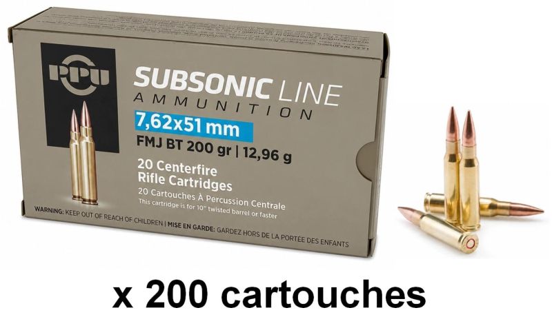 PARTIZAN cal.308 Win FMJ BT Subsonic 200 grains - 12.96 grammes /200