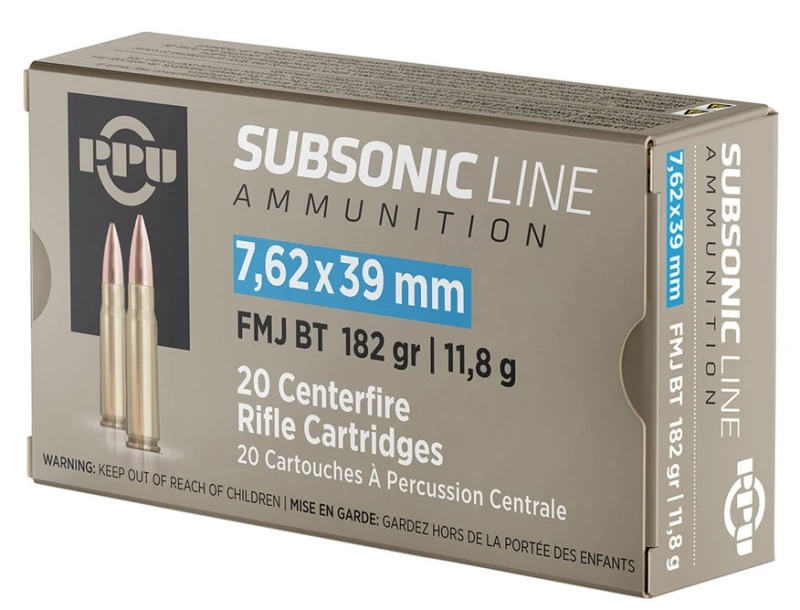 PARTIZAN cal.7,62x39 FMJ BT Subsonic 182 grains - 11.8 grammes /20