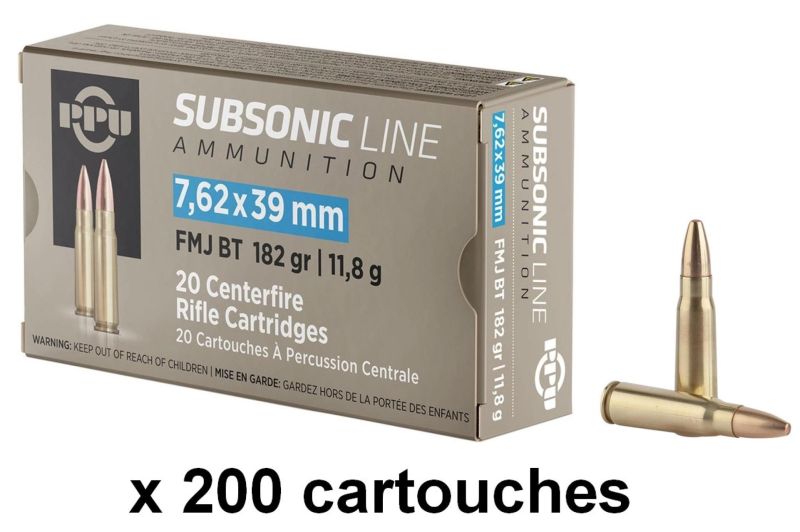 PARTIZAN cal.7,62x39 FMJ BT Subsonic 182 grains - 11.8 grammes /200