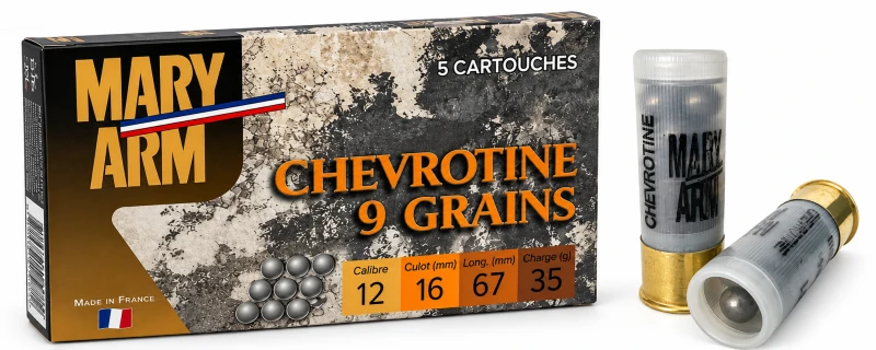 Chevrotines 9 grains MARY ARM BuckShot cal.12/67 (boite de 5)