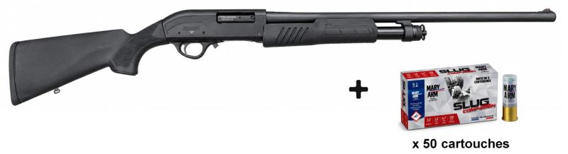 Fusil à pompe HATSAN ESCORT AIMGUARD SFS Synthétique cal.12/76 "Pack Slug"