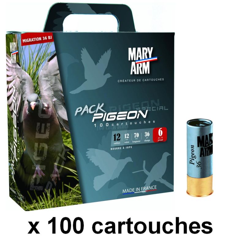 Cartouches MARY ARM PIGEON cal.12/70 36gr - n°6 (Pack de 100)