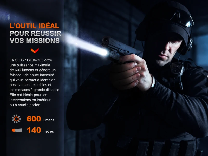 Lampe compacte pour arme Fenix GL06-365 - 600 Lumens
