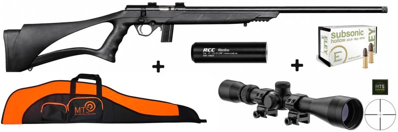 Carabine 22LR ROSSI Synthetique mod.8122 Tactical "Pack Silence MTS 3-9x40"