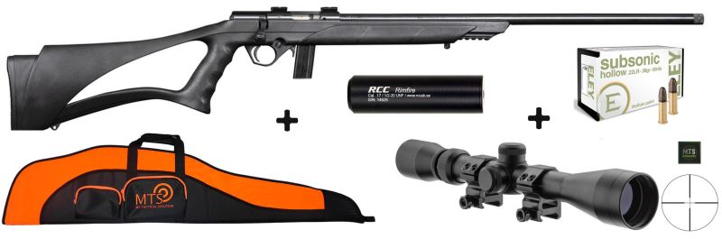 Carabine 22LR ROSSI Synthetique mod.8122 Tactical "Pack Silence MTS 3-9x40"