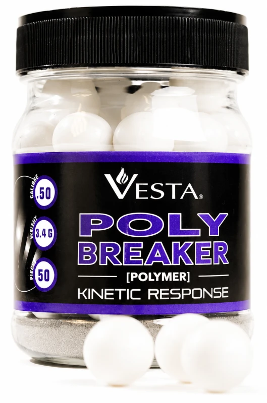 Boite de 50 Billes caoutchouc Noyau acier VESTA POLYBREAKER cal.50 (12.4mm) 1.3g