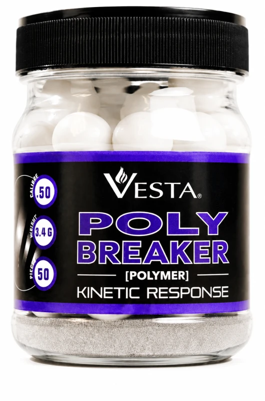 Boite de 50 Billes caoutchouc Noyau acier VESTA POLYBREAKER cal.50 (12.4mm) 1.3g