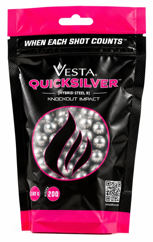 Sachet de 200 Billes caoutchouc Noyau acier VESTA QUICKSILVER cal.50 (12.4mm) 3.8g