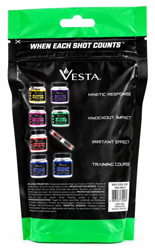 Sachet de 200 Billes caoutchouc Noyau acier VESTA DEFENSE Steel Core cal.50 (12.4mm) 4.9g