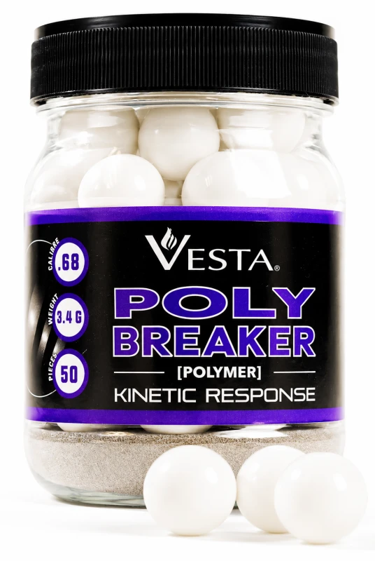 Boite de 50 Billes caoutchouc Noyau acier VESTA POLYBREAKER cal.68 (17mm) 3.4g