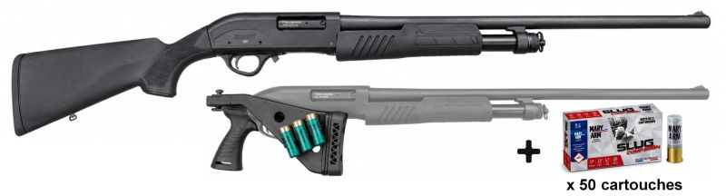Fusil à pompe HATSAN ESCORT AIMGUARD SFS DUO Synthétique cal.12/76