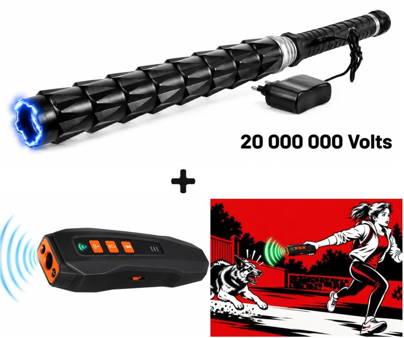 "Pack Anti-Chien" Matraque lampe Shocker PRAGA Z9 / 20 000 000 Volts - Ultrasons repousse chien UX DOG TRAINER