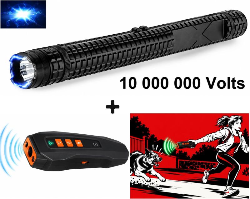 "Pack Anti-Chien" Matraque lampe Shocker PRAGA "Z8" 10 000 000 Volts - Ultrasons repousse chien UX DOG TRAINER