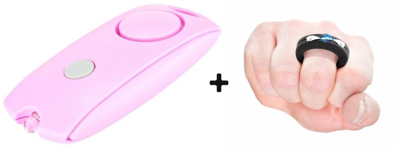 Alarme porte clé clip ceinture Rose "PANIC" PIRANHA avec Led - Bague électrique RING Shocker 2 000 000 Volts