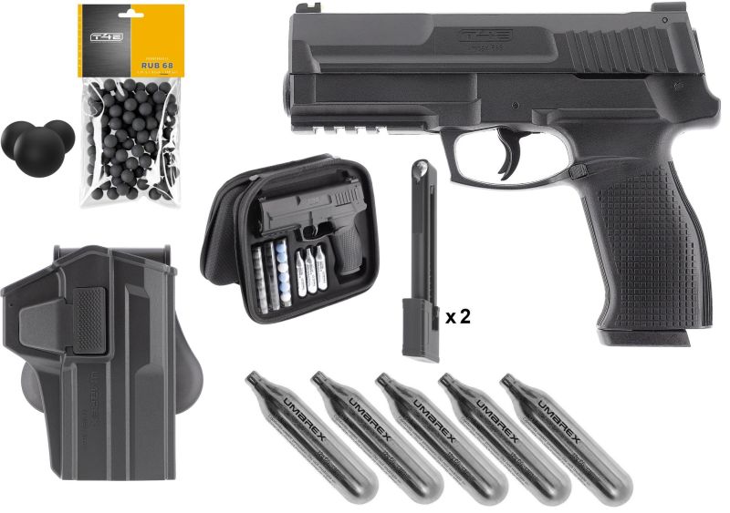 Pack Shooter Droitier Pistolet 6 coups T4E IMPAX P68 cal.68 (16 joules)