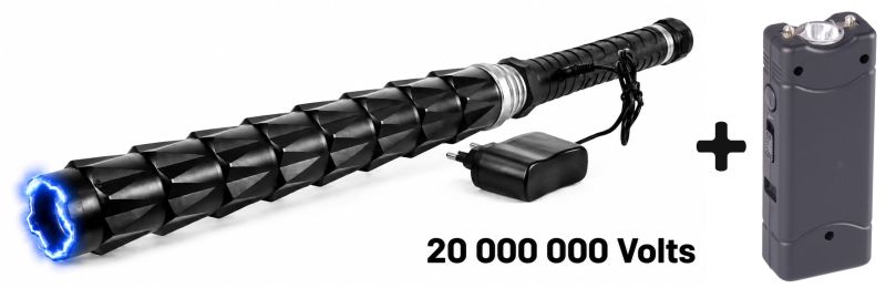 Matraque lampe Shocker PRAGA Z9 / 20 000 000 Volts - Taser de poche UX Mini 3 800 000 Volts RECHARGEABLE avec Led
