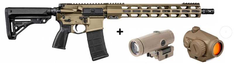 ZRODELTA AR15 READY SERIES ZULU 2 FDE 16" cal.223 Rem "Pack VORTEX CROSSFIRE II TAN 2Moa - Magnifier 3x HOLOSUN FDE HM3X"