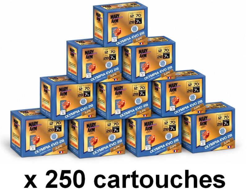 Cartouches de sport MARY ARM OLYMPIA EVO cal.12/70 BJ 28gr - n°7,5 (boite de 250)
