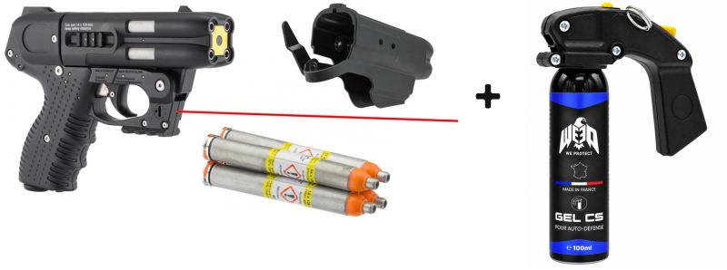 Pistolet jet JPX 4 (Noir) Law Enforcement "LASER" 4 Coups "PACK COMMERCANT"